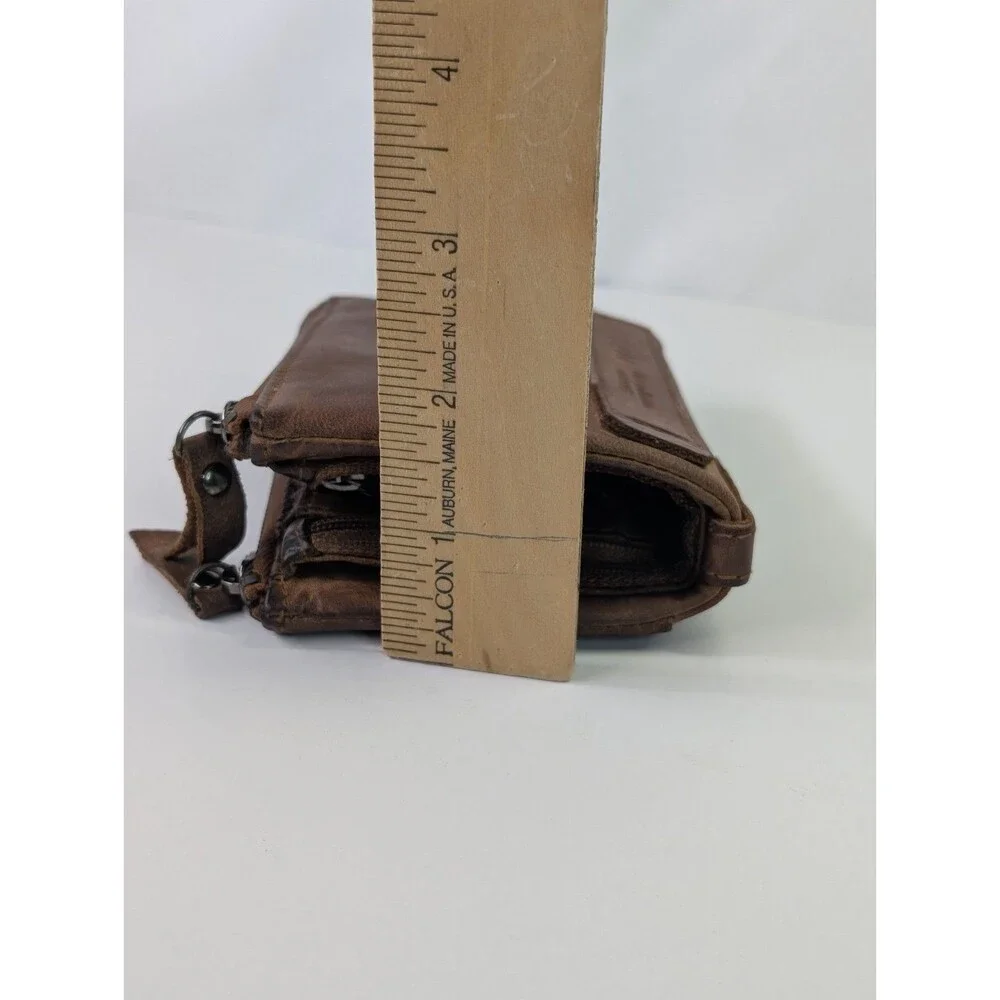GEBI Product Genuine Leather Bifold Zip Around Wallet Brown Distressed Card...